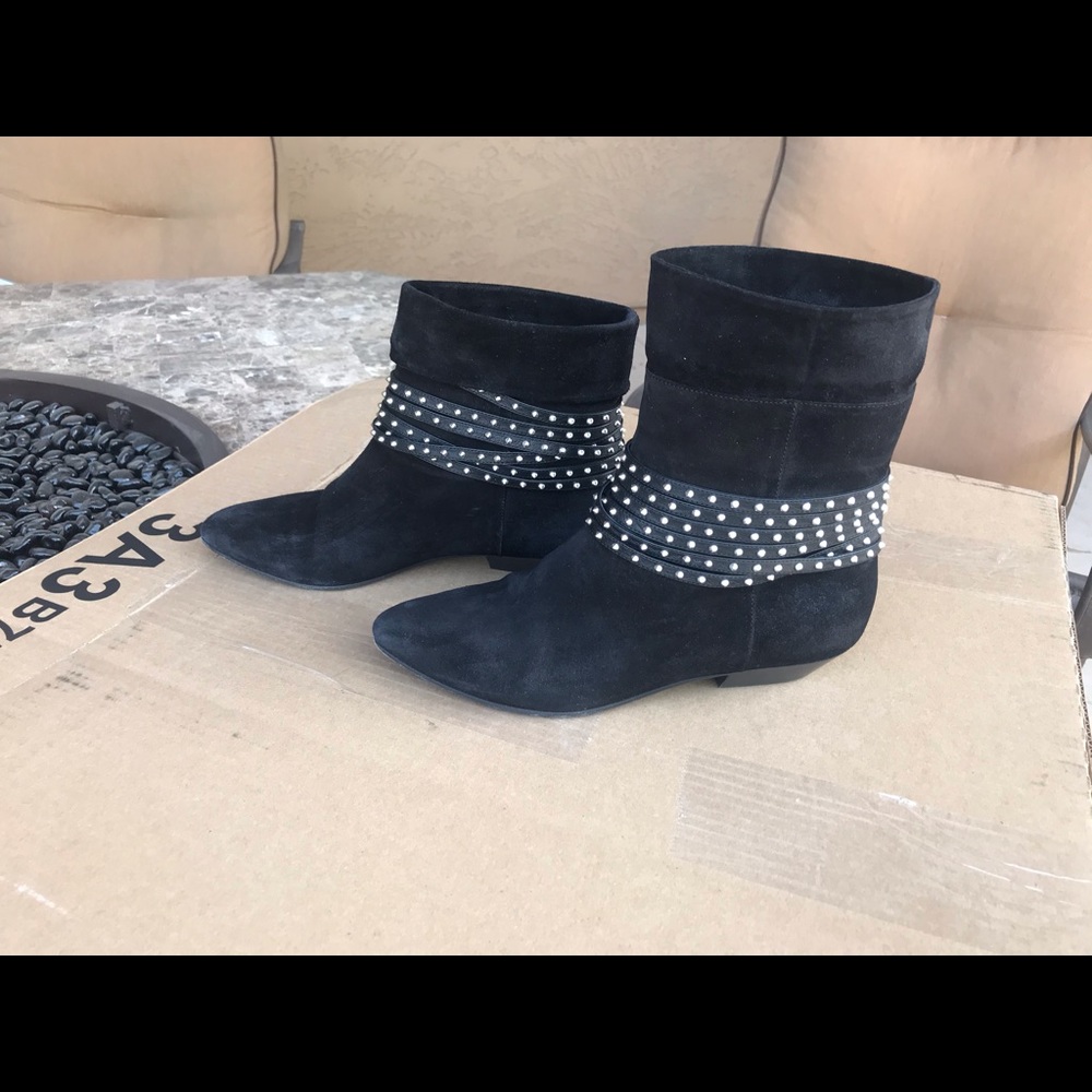 YSL SAINT LAURENT black studded suede booties 39 - Picture 8 of 11